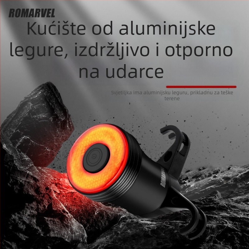 Q5Mini stražnje svjetlo za bicikl s inteligentnim senzorom kočenja — USB-C punjenje, ugradnja snap, 500 mAh baterija, pogodno za noćnu vožnju