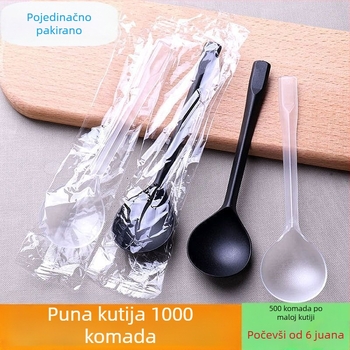 Jednokratne debele plastične žličice za desert, kašu i juhu, individualno pakirane