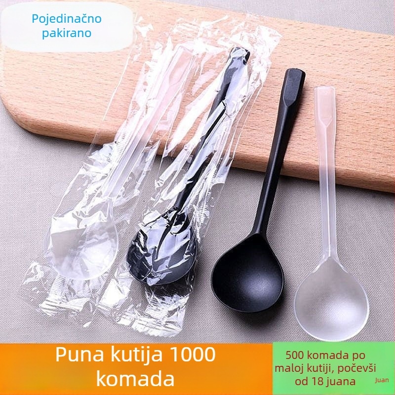 Jednokratne debele plastične žličice za desert, kašu i juhu, individualno pakirane