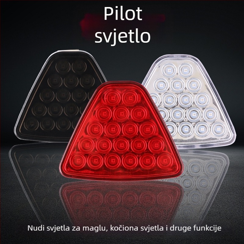 Pravokutno LED pilotsko svjetlo F1, kvadratno LED svjetlo kočnice, stražnje upozoravajuće trokutasto svjetlo, kružno svjetlo