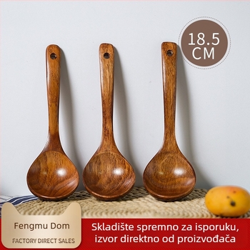 Drvena žlica za juhu u japanskom stilu s lakiranim završetkom, pogodna za juhe i kašu, s mogućnošću graviranja/logotipa