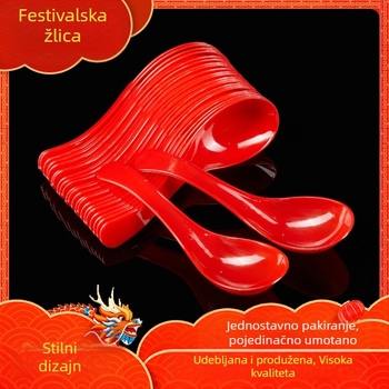 Jednokratna plastična kristalna žlica za juhu - paket 50 kom., jednostavan stil, nije sigurna za mikrovalnu pećnicu, nije biološki razgradiva