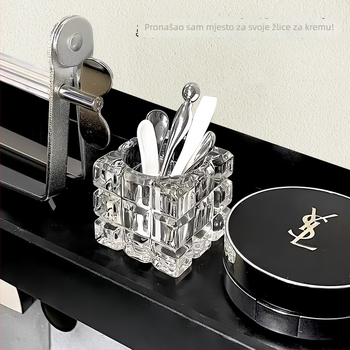 Kozmetički organizator s staklenim stolnim ogledalom i držačem za spatulu, Model 0107, Saint-wang, staklo, Porijeklo Zhejiang, Moderni minimalistički stil