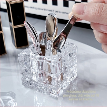 Kozmetički organizator s staklenim stolnim ogledalom i držačem za spatulu, Model 0107, Saint-wang, staklo, Porijeklo Zhejiang, Moderni minimalistički stil