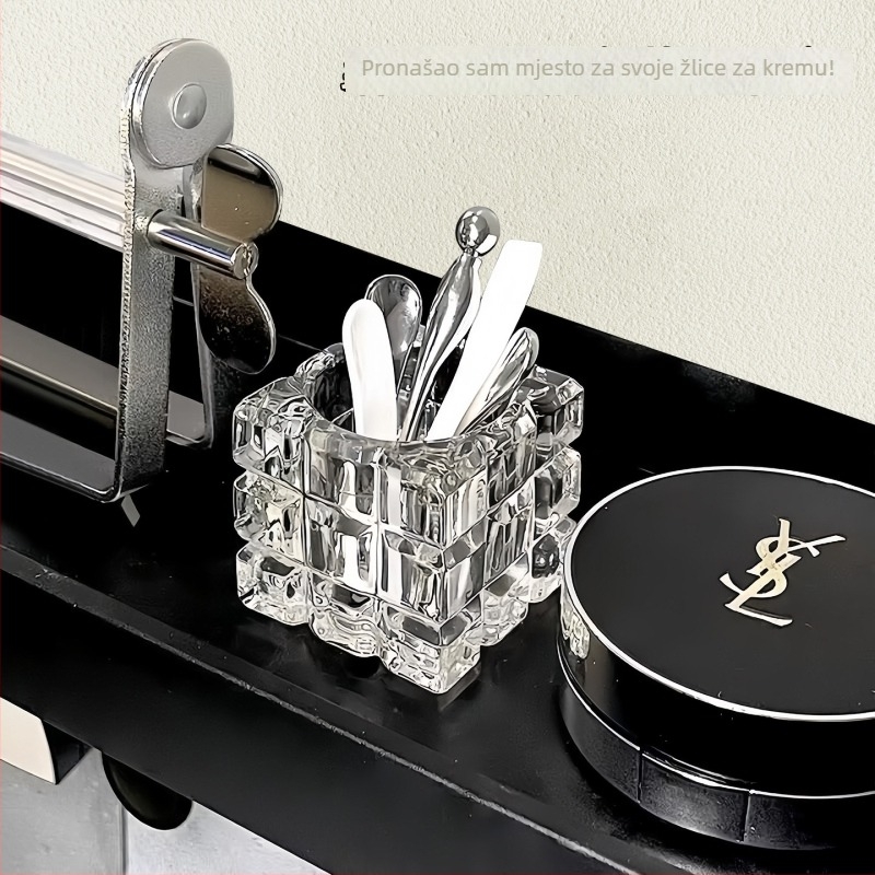 Kozmetički organizator s staklenim stolnim ogledalom i držačem za spatulu, Model 0107, Saint-wang, staklo, Porijeklo Zhejiang, Moderni minimalistički stil