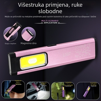 LED ručna magnetska vodootporna mini prijenosna svjetiljka za vanjsku hitnu uporabu — aluminijska legura, baterija 850 mAh, 10W LED izvor, napajanje