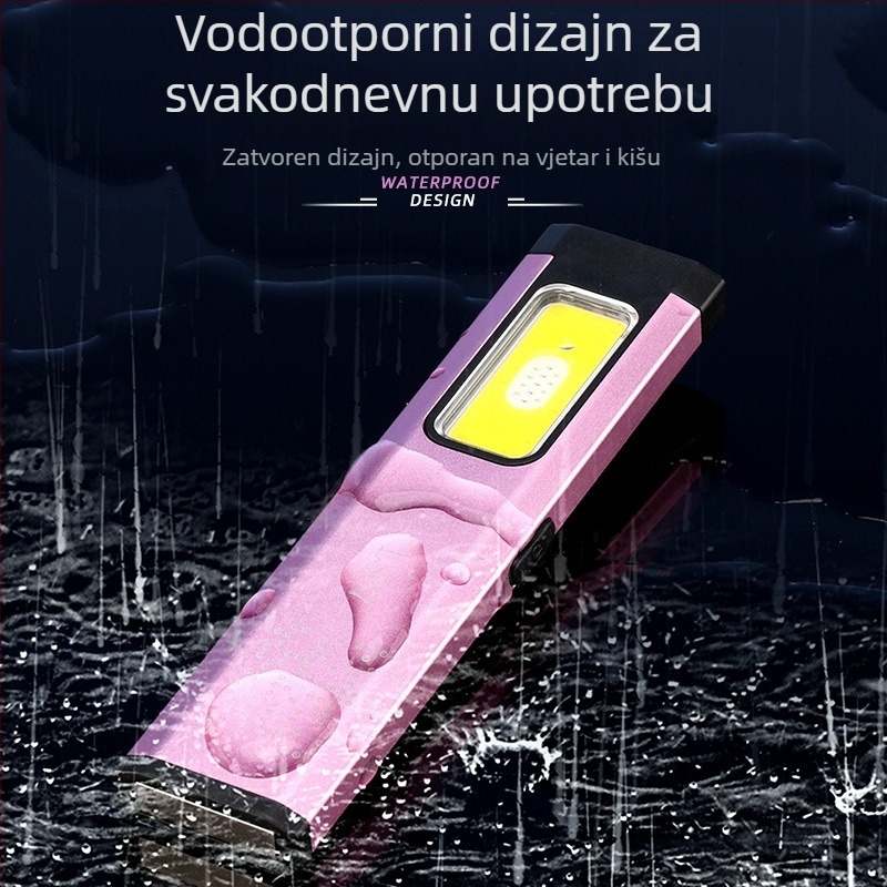 LED ručna magnetska vodootporna mini prijenosna svjetiljka za vanjsku hitnu uporabu — aluminijska legura, baterija 850 mAh, 10W LED izvor, napajanje