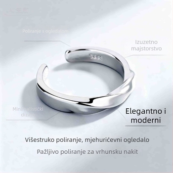 Unisex prsten s Möbius trakom i valovitim uzorkom, od čelika, polirano elektroplatiranje, svijetli luksuzni stil (Materijal: Čelik; Tehnologija obrade: Polirano elektroplatiranje; Stil: Svijetao luksuz; Dizajn: Möbius traka s valovitim uzorkom; Otvoren diz