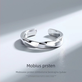 Unisex prsten s Möbius trakom i valovitim uzorkom, od čelika, polirano elektroplatiranje, svijetli luksuzni stil (Materijal: Čelik; Tehnologija obrade: Polirano elektroplatiranje; Stil: Svijetao luksuz; Dizajn: Möbius traka s valovitim uzorkom; Otvoren diz