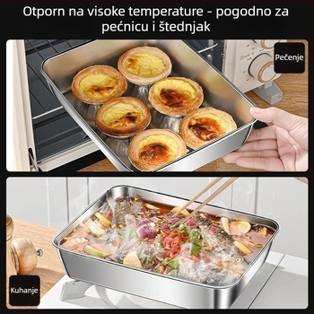 Kutija za knedle od nehrđajućeg čelika s poklopcem, četverokutna posuda za čuvanje i piknik, višefunkcionalna