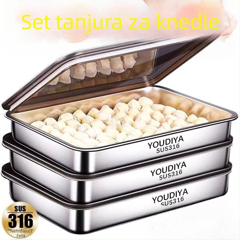 Kutija za knedle od nehrđajućeg čelika s poklopcem, četverokutna posuda za čuvanje i piknik, višefunkcionalna