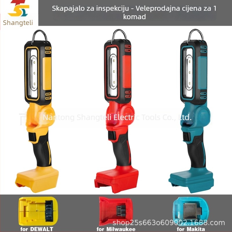 LED radna svjetiljka s 21V baterijom, sklopiva s kukom, 100W LED glava