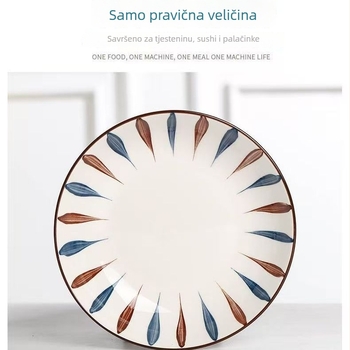Porcelanski tanjur za večeru u japanskom stilu, kružnog oblika, podglazurna boja, jednostavan stil