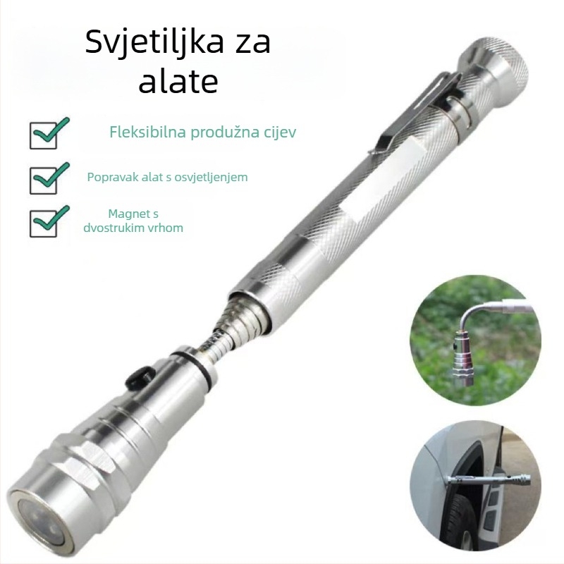 Teleskopska svjetiljka s alatom za hvatanje — LED svjetiljka, ručni pogon, tijelo od aluminijske legure, domet do 50 m