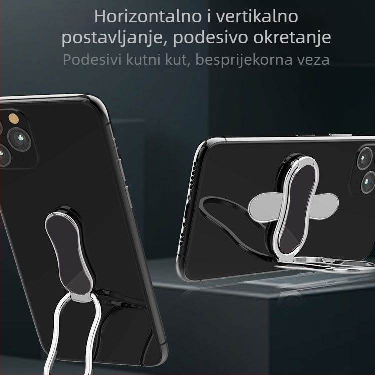 Stalak za stolni telefon/tablet s preklopnim dizajnom, 360° okret, dvostruko prstenasto držanje, legirani materijal, univerzalno za iPad