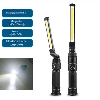 COB sklopiva radna svjetiljka s magnetskom bazom – 2800mAh punjiva LED, 360° rotacija, aluminijska legura, prijenosna za kampiranje i hitne situacije