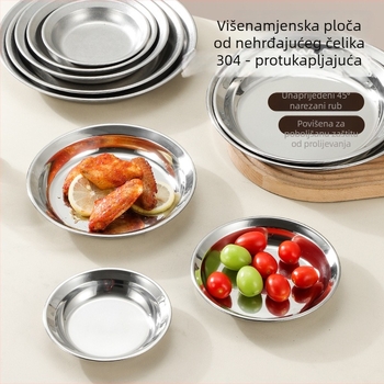 Personalizirano logo – tanjur za doručak od 304 nehrđajućeg čelika, okrugli, protiv prosipanja, ogledno poliran, pogodan za mikrovalnu