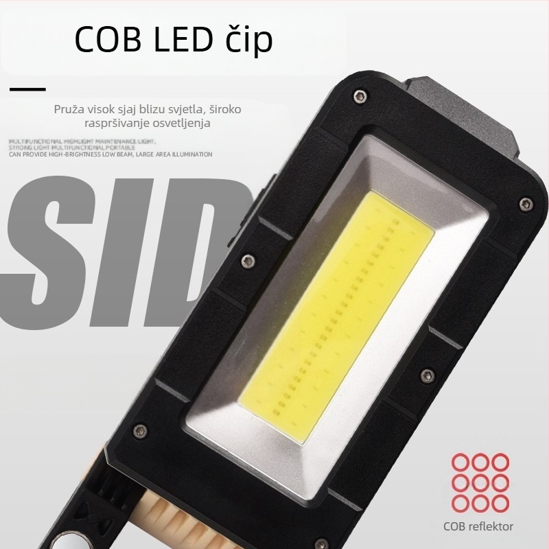 LED radna svjetiljka s COB, Type-C punjenje, 5W, 1200mAh baterija, magnetna kuka