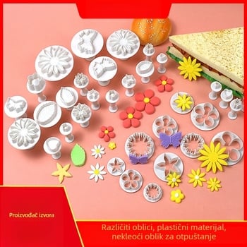 Set kalupa za kolače: 33 komada, 10 dizajna, okrugli oblik, PP materijal, embosiranje šećera