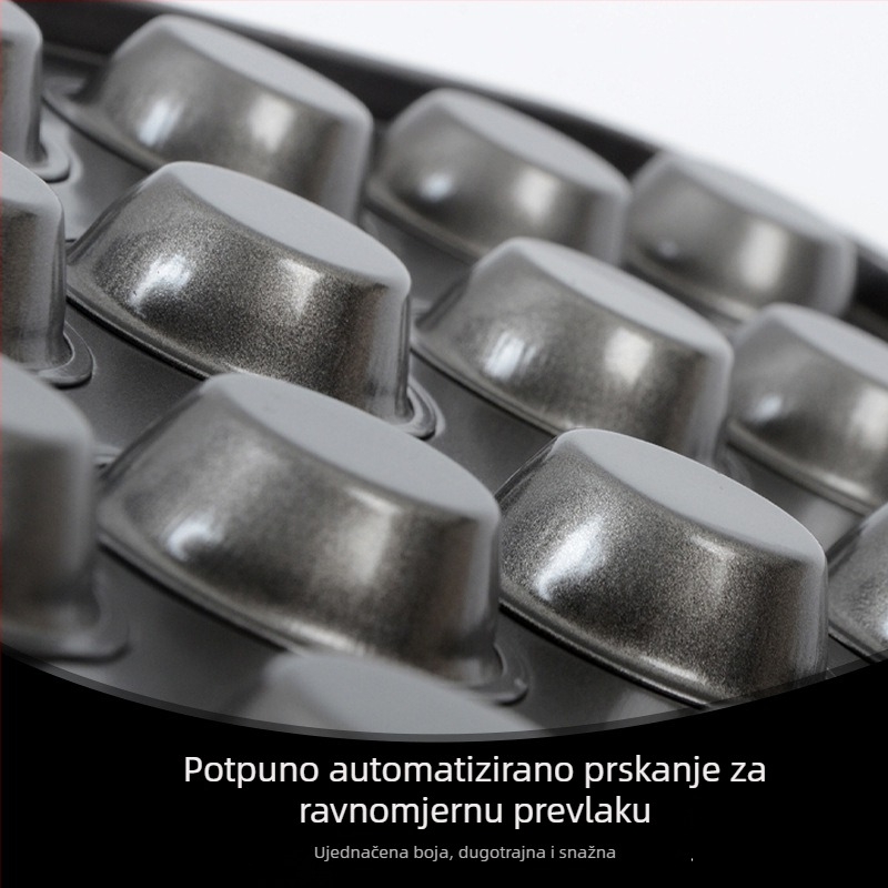 Neprijanjajuća kalupa za mini kolače s 24 pretinca, okrugla, od karbonske čelika s Teflon premazom, za mini kolače i pudinge