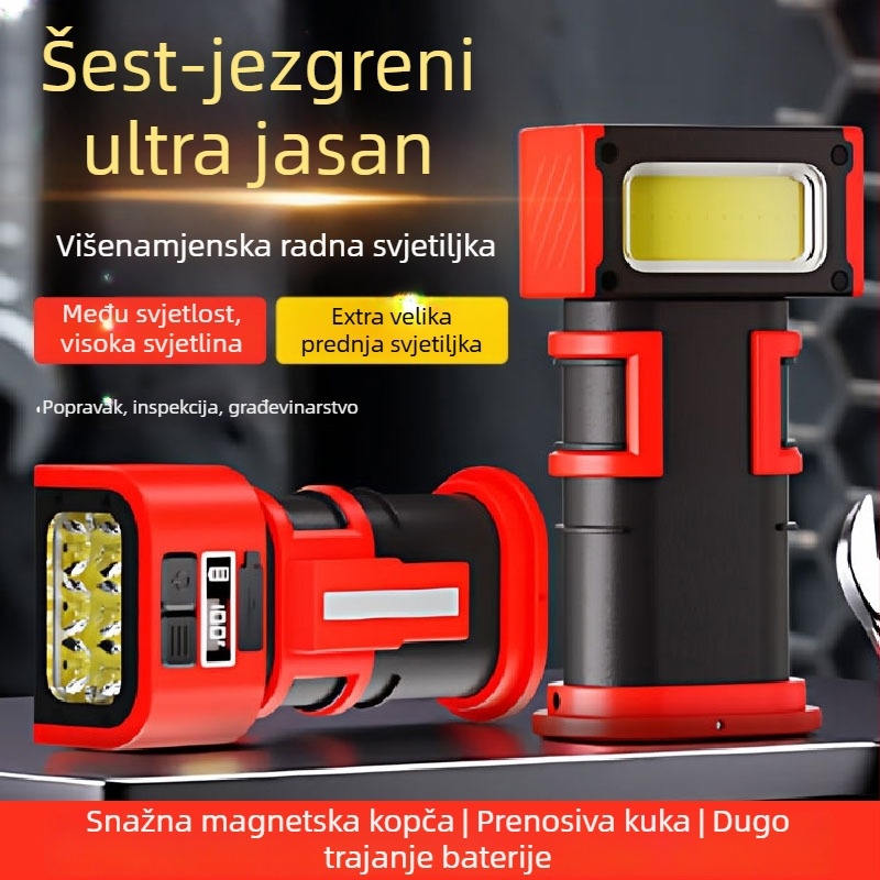 Magnetna lampica za popravak automobila – napajanje baterijom, laserski izvor svjetla, ABS kućište, domet do 50 m