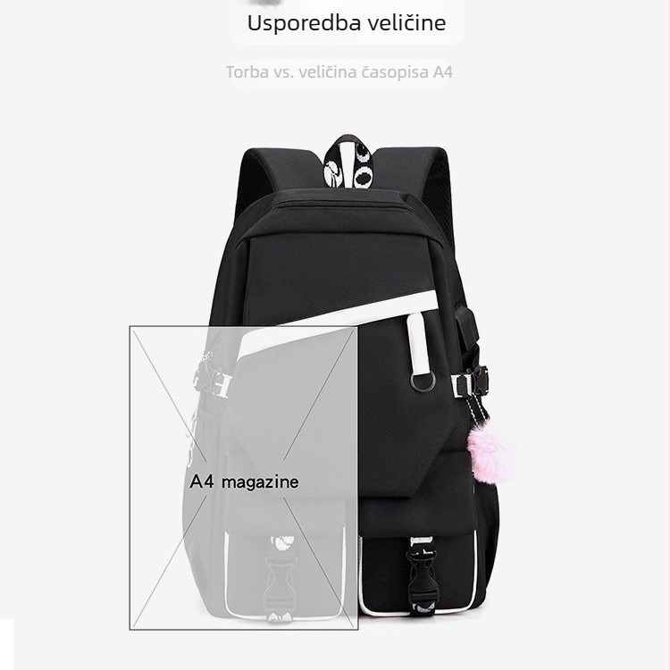 StrayKids USB punjač ranac, Oxford tkanina, gradski minimalistički stil, studentski ruksak za svakodnevnu uporabu