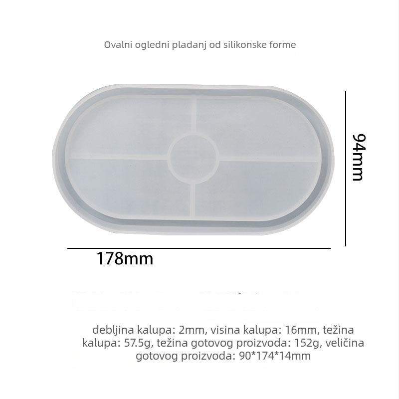 Silicone kalup za epoksidnu smolu, ovalna ploča stola, nepravilan oblik, DIY smola