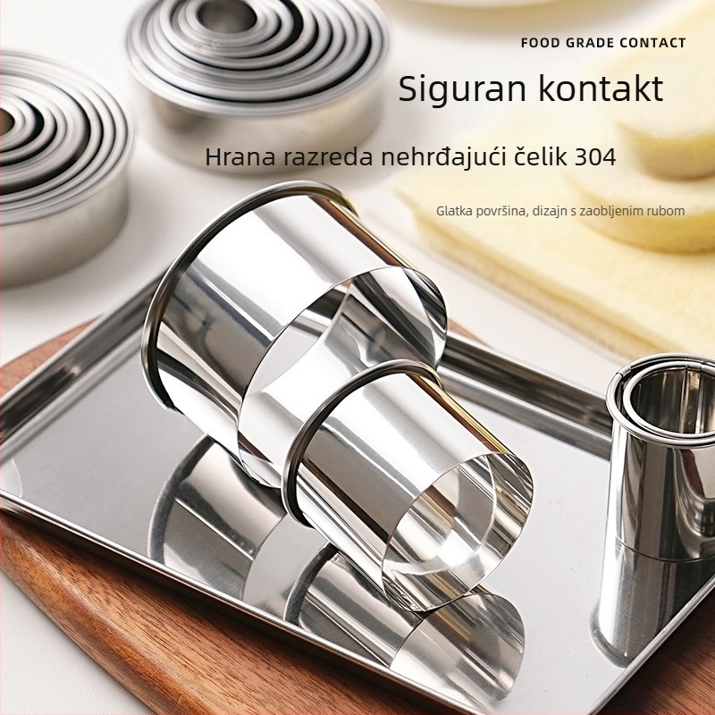 Kružni kalup za rezanje torti, 304 nehrđajući čelik, podignut i zgušnjen, bazni prsten za mousse