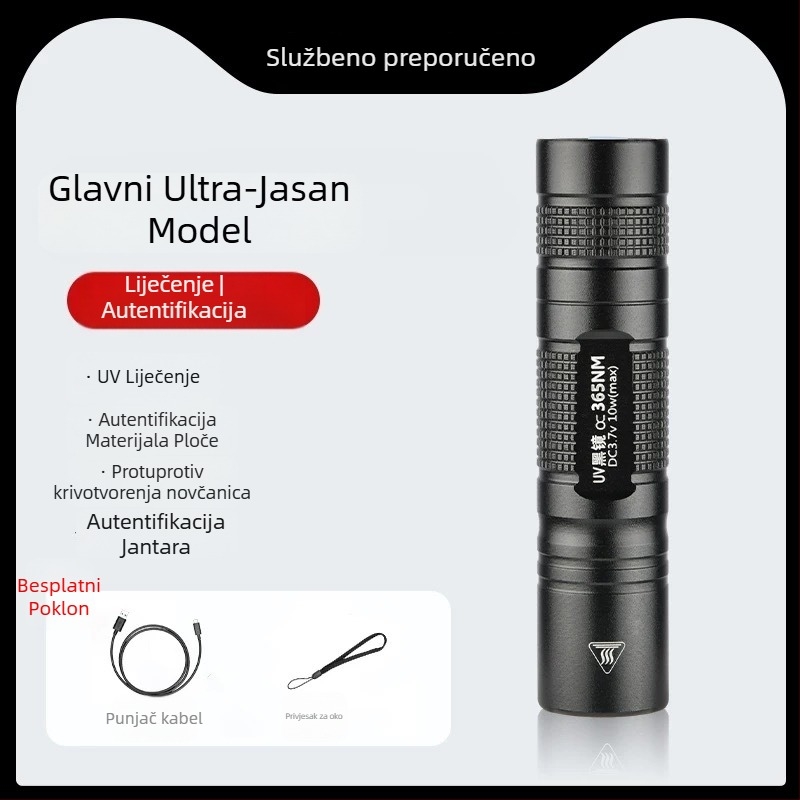 UV lampa za stvrdnjavanje ljepila 365 nm — mini LED svjetiljka, 5W, baterija 1200 mAh, prijenosna za svakodnevnu upotrebu
