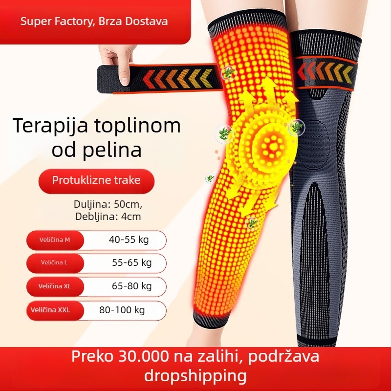 Topli koljeni štitnik s vezanjem i biljnim grijanjem za sportsku zaštitu koljena, za odrasle.