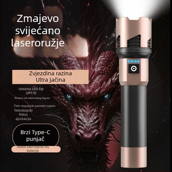 A68 LED svjetiljka s teleskopskim zumom – 20W, 5000mAh, trajanje baterije 4–9 sati