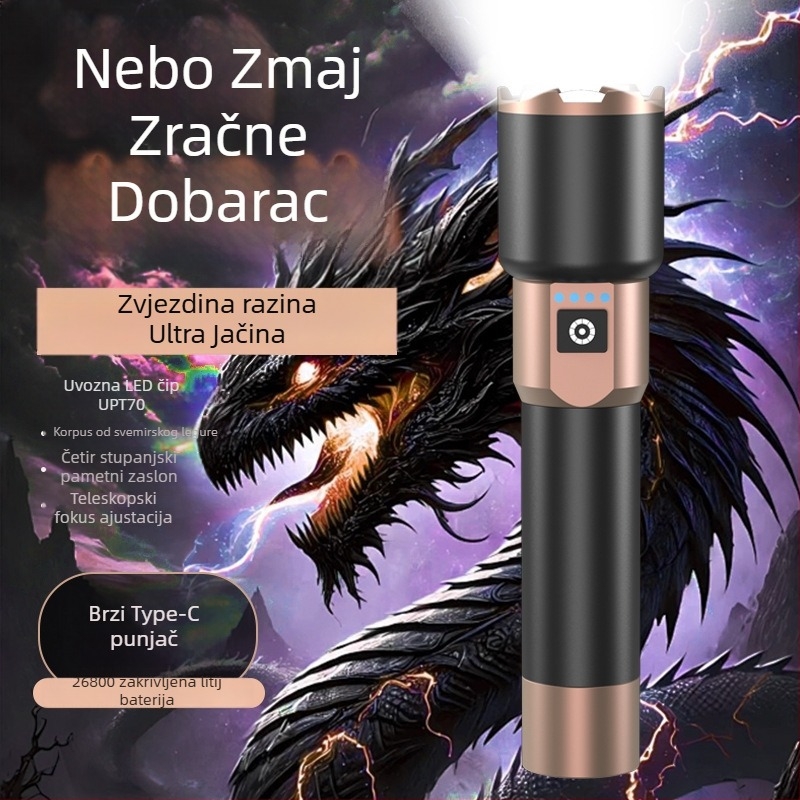 A68 LED svjetiljka s teleskopskim zumom – 20W, 5000mAh, trajanje baterije 4–9 sati