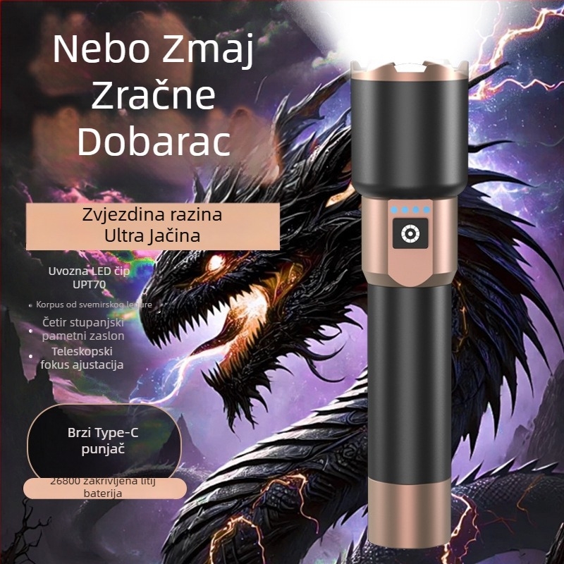A68 LED svjetiljka s teleskopskim zumom – 20W, 5000mAh, trajanje baterije 4–9 sati