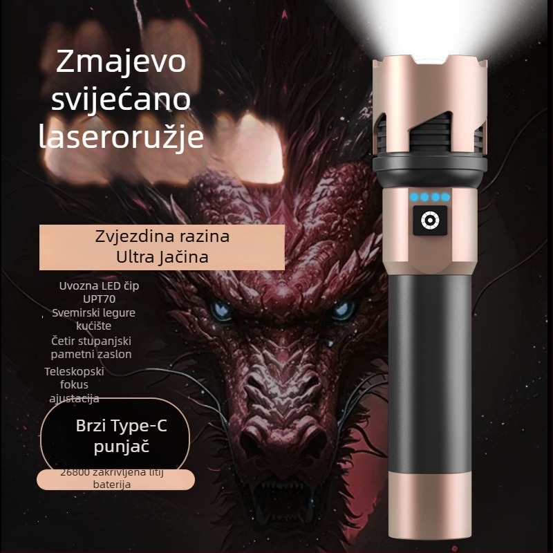 A68 LED svjetiljka s teleskopskim zumom – 20W, 5000mAh, trajanje baterije 4–9 sati