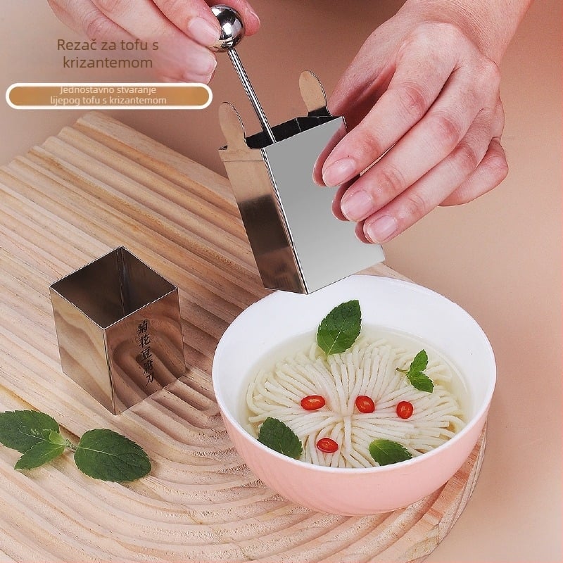 Forma za tofu od nehrđajućeg čelika s nožem, pravilan mnogokutni oblik, alat za oblikovanje kolača, 112 g