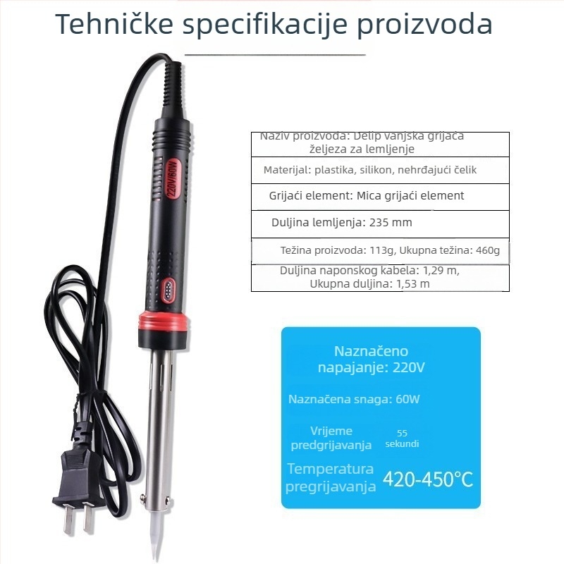 Električni lemilni set za kućnu uporabu – 220V, plastična drška, za zavarivanje i održavanje