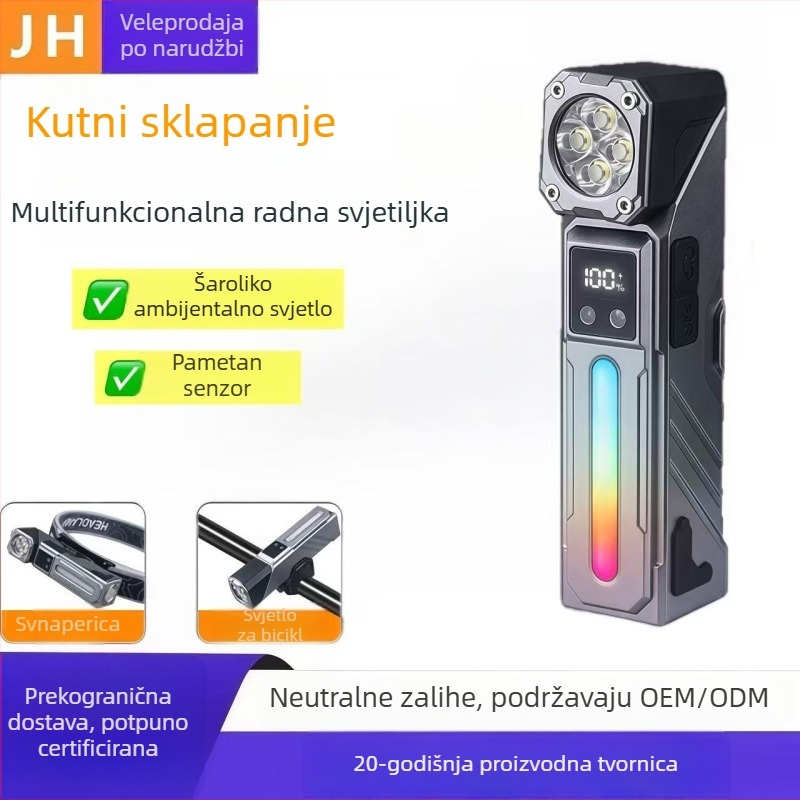 Mini LED svjetiljka, punjiva, ručni pogon, 1800 mAh, 10 W, domet 50–100 m