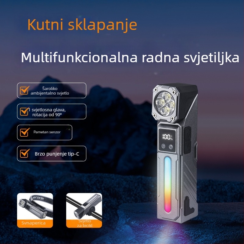 Mini LED svjetiljka, punjiva, ručni pogon, 1800 mAh, 10 W, domet 50–100 m
