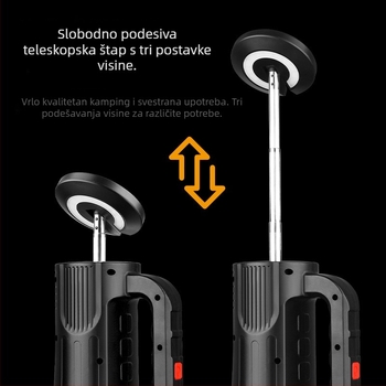 USB punjiva svjetiljka s 360° rotacijskom glavom, stražnja svjetlost, 18650 baterija, domet 200–500 m