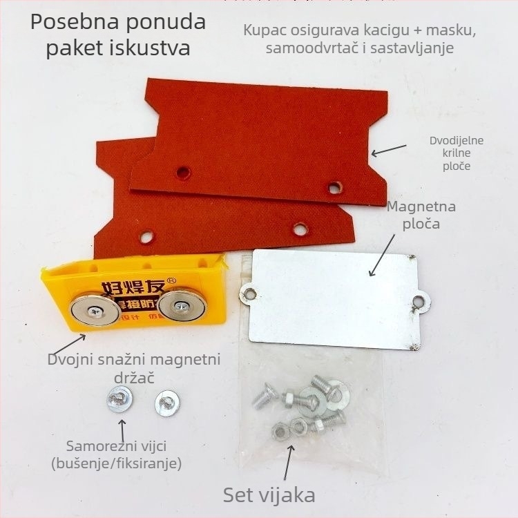 Magnetska maska za zavarivanje s nosačem za glavu i preklopnim držačem – dodatak