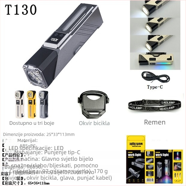 Nothing magnetska LED automobilska lampa s klipom — 4-u-1 ugaona svjetiljka, mini zaslon napajanja, 5W, LED+COB, 1800mAh, vodootporna, 240–350 lm, domet 100–200 m, tri boje