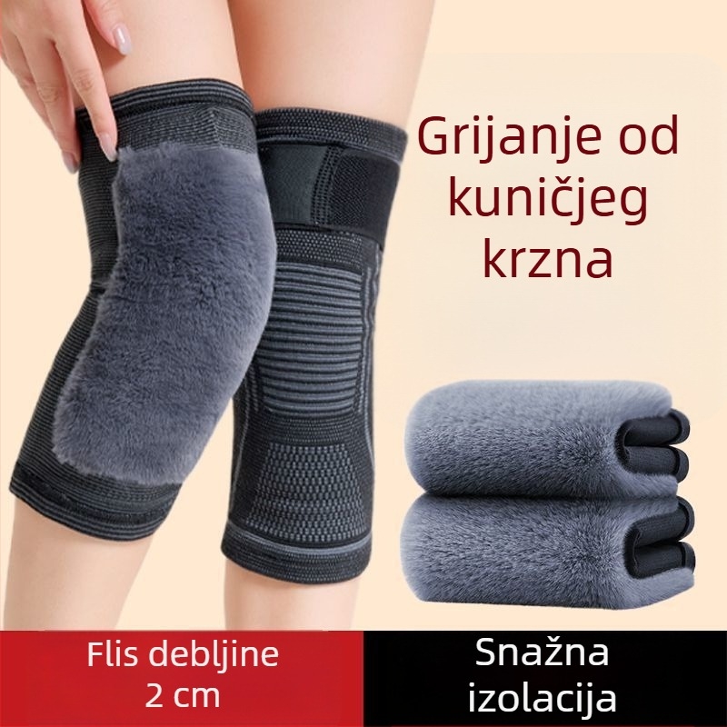 Zimske štitnike za koljena s umjetnom kunićnom krznom i flis podstavom, debele trake za zaštitu od hladnoće