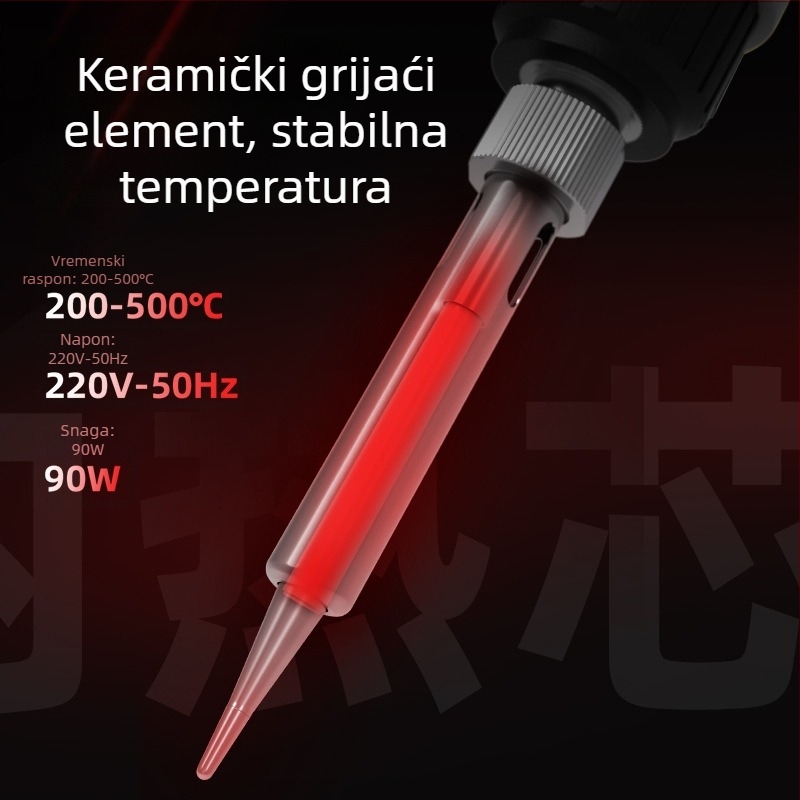 Deli lemilica s digitalnim zaslonom, regulacijom temperature, 90W, 200–500°C, oštar vrh
