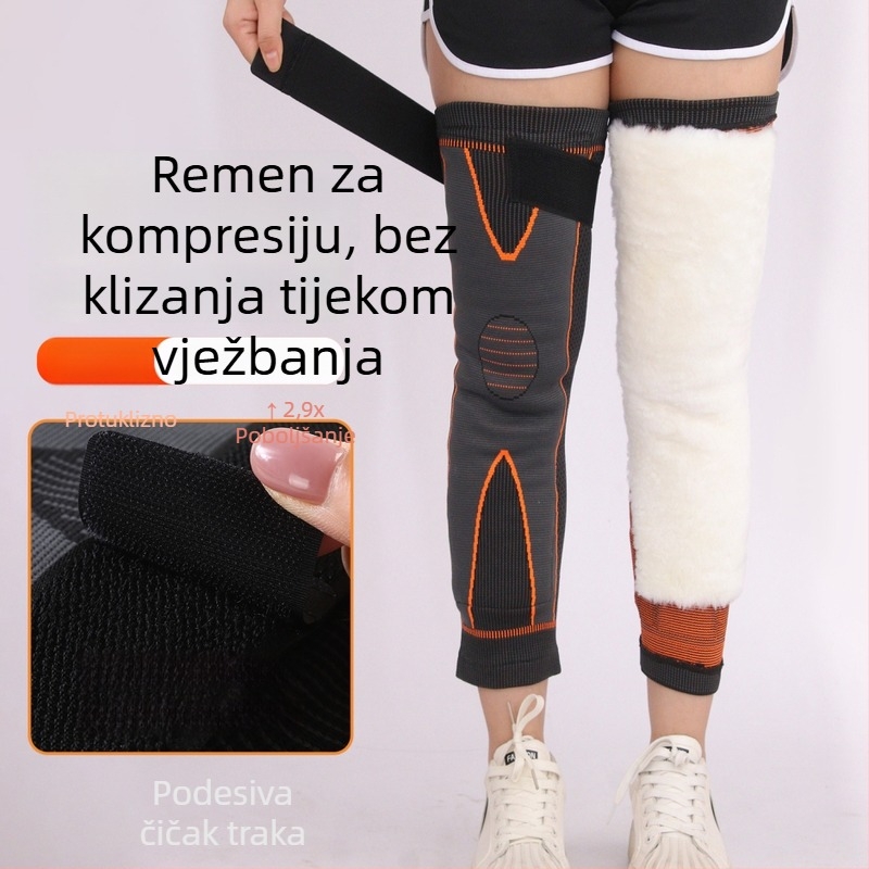 Debeli i produženi vuneni štitnici za koljena s remenima, protuklizni, topli za jesen i zimu
