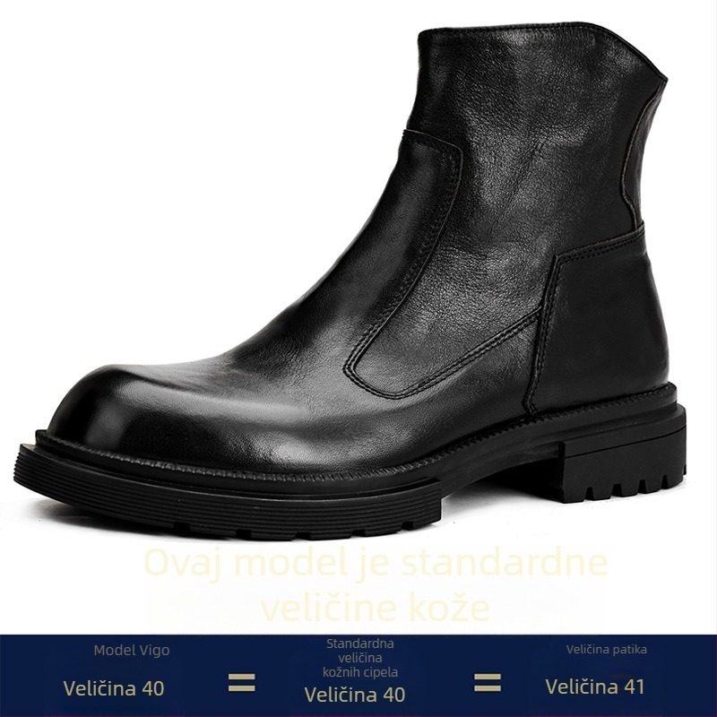 Muške Martin čizme od prave kože, gumeni potplat, bočni zatvarač, okrugli vrh, srednja peta 3-5 cm