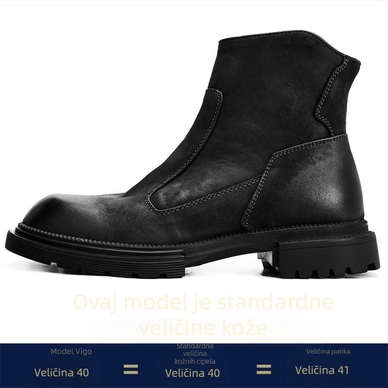 Muške Martin čizme od prave kože, gumeni potplat, bočni zatvarač, okrugli vrh, srednja peta 3-5 cm
