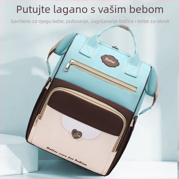 Torba za mamu i bebu za putovanja s termičkom izolacijom, Oxford materijal, remeni s zračnim jastukom, ljeto 2025