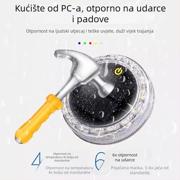 LED stražnje svjetlo za vozila • Solarna energija • Magnetni nosač • ABS kućište • Kompatibilno s kamionom, automobilom, triciklom i tramvajem