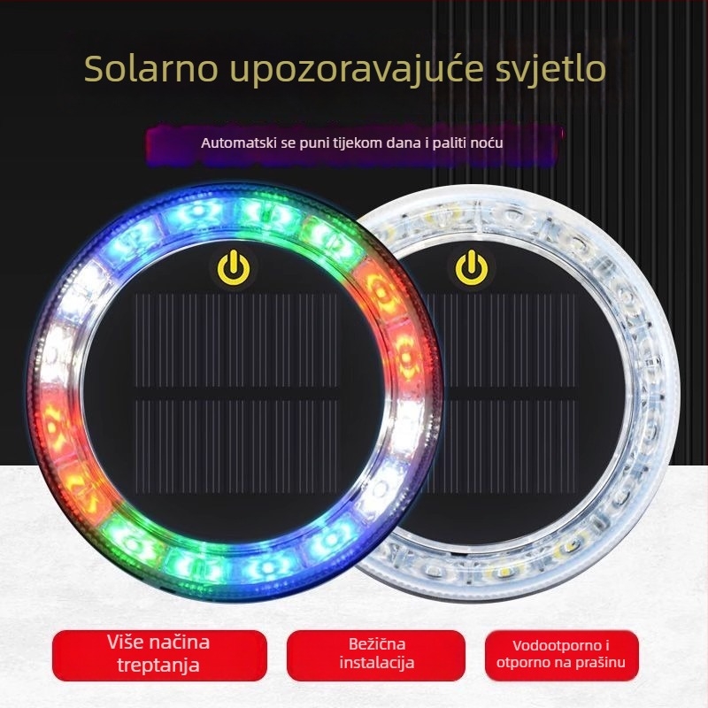 LED stražnje svjetlo za vozila • Solarna energija • Magnetni nosač • ABS kućište • Kompatibilno s kamionom, automobilom, triciklom i tramvajem
