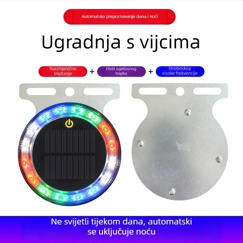 LED stražnje svjetlo za vozila • Solarna energija • Magnetni nosač • ABS kućište • Kompatibilno s kamionom, automobilom, triciklom i tramvajem
